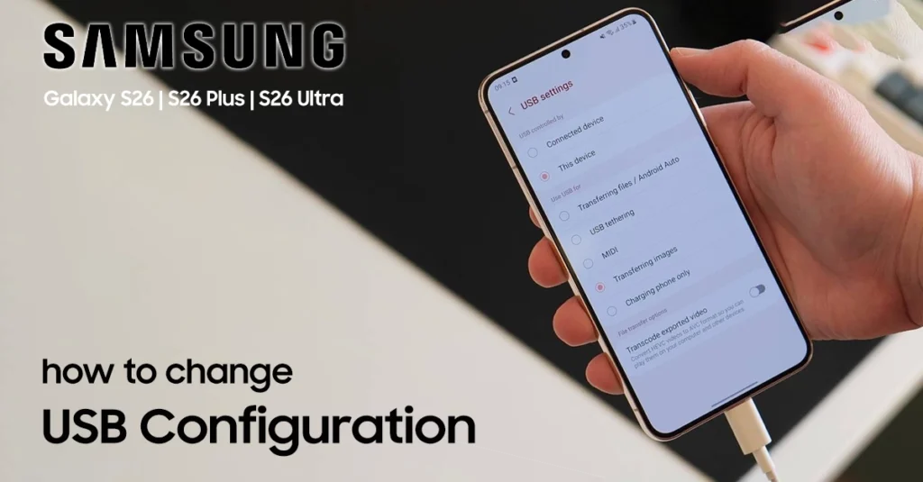 change default usb configuration on galaxy s26