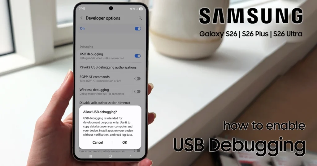 enable usb debugging on galaxy s26