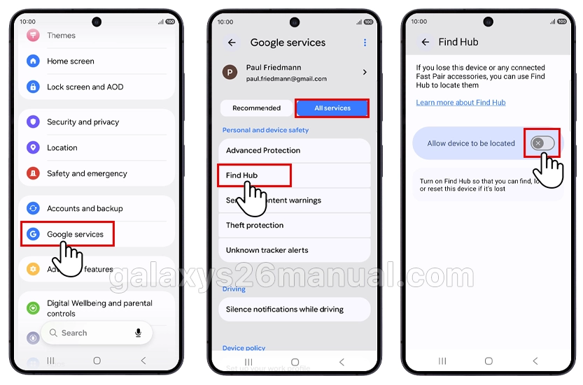 google find hub setting