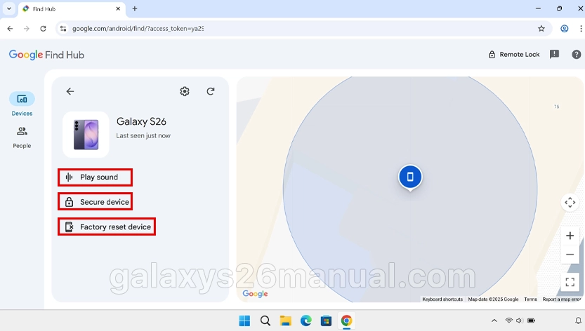 use find hub on galaxy s26