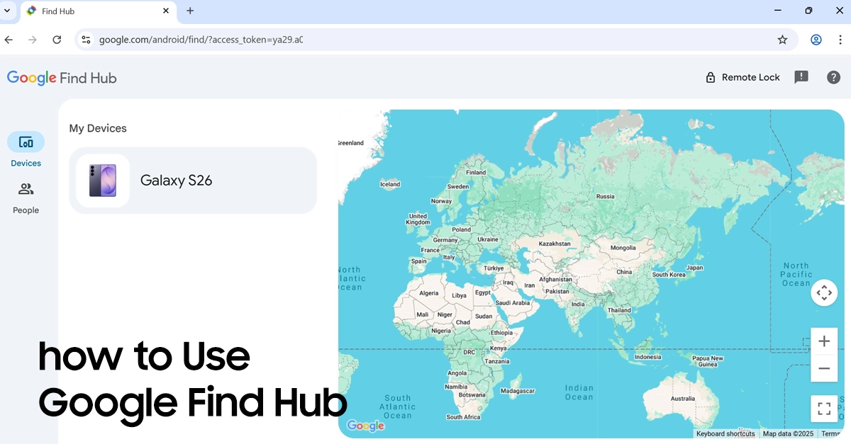use google find hub on galaxy s26